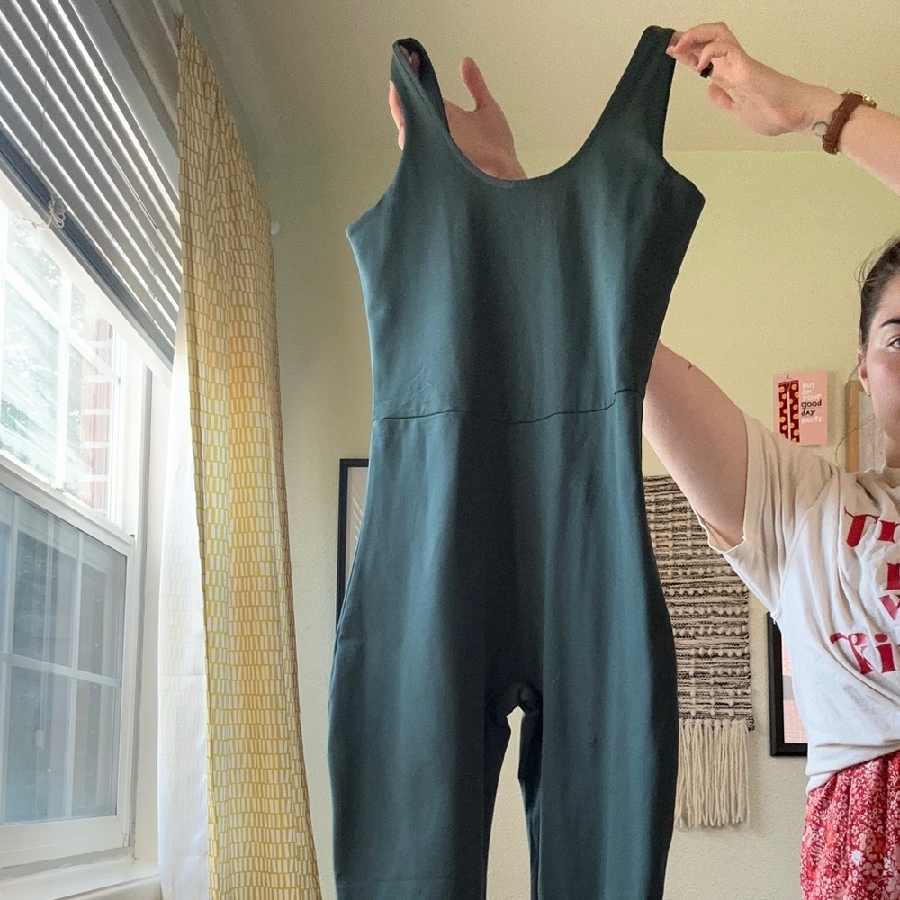 girlfriend collective Forest Green Sleeveless Jumpsuit